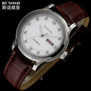 斯诺威登男士自动机械表 双日历皮带防水男表的时尚魅力